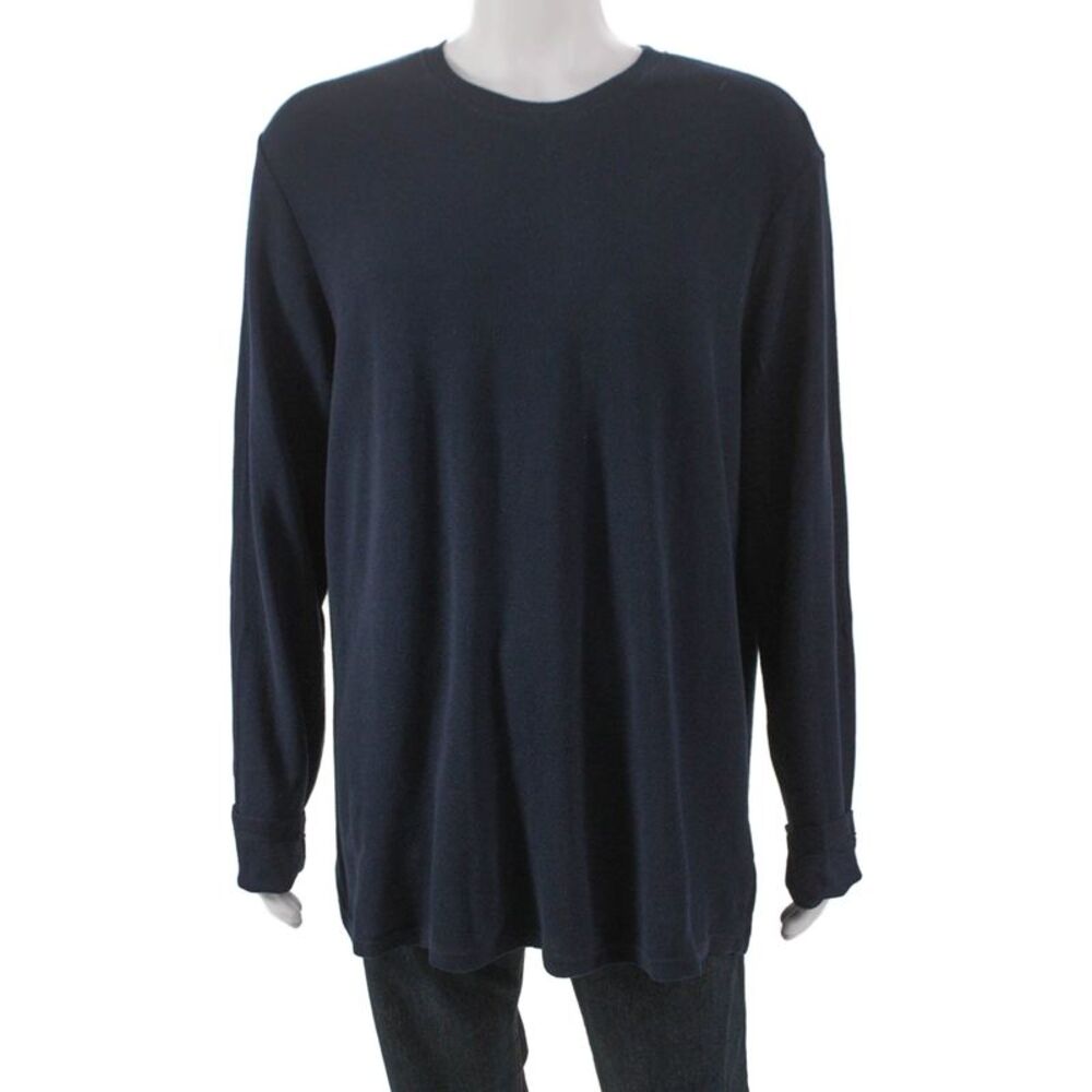 Cotton Citizen Mens Basic T-Shirt Blue Crew Neck Long Sleeve Size XL